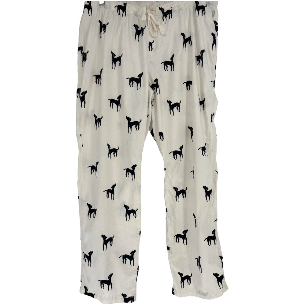 Eddie Bauer Women's Large Flannel Lounge Pants Sleepwear‎ Dog Print Drawstring